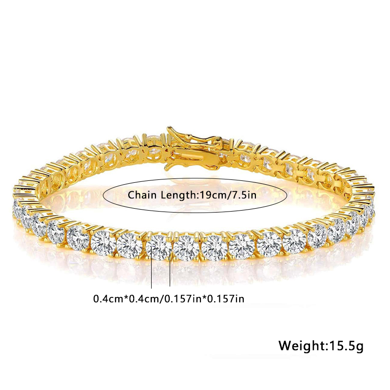 Elegant Solid Color Copper Plating Inlay Zircon 18k Gold Plated White Gold Plated Tennis Bracelet display picture 3