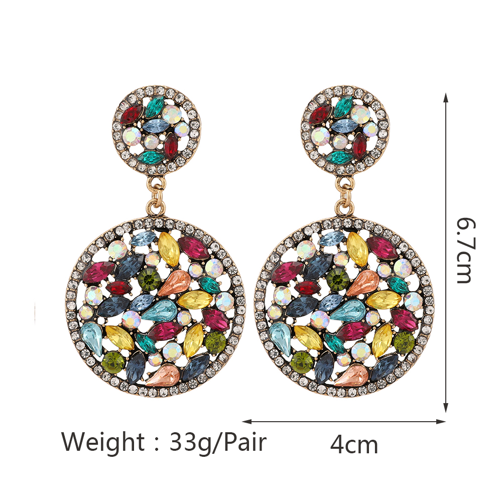 1 Pair Elegant Retro Round Oval Plating Inlay Zinc Alloy Rhinestones Drop Earrings display picture 1