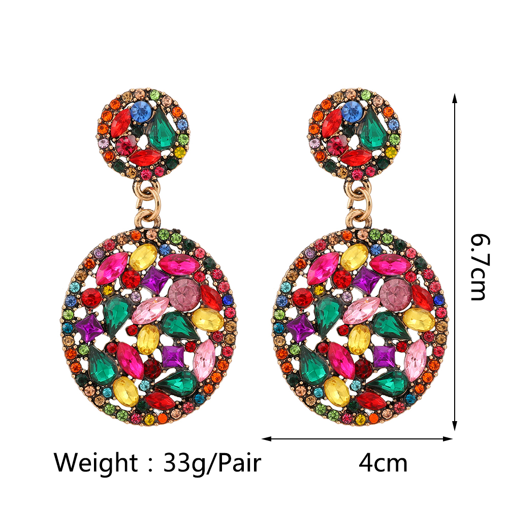 1 Pair Elegant Retro Round Oval Plating Inlay Zinc Alloy Rhinestones Drop Earrings display picture 2