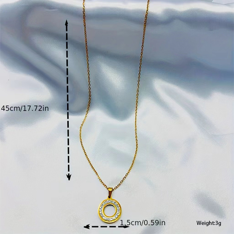 Stainless Steel Gold Plated Lady Plating Inlay Circle Rhinestones Pendant Necklace display picture 5