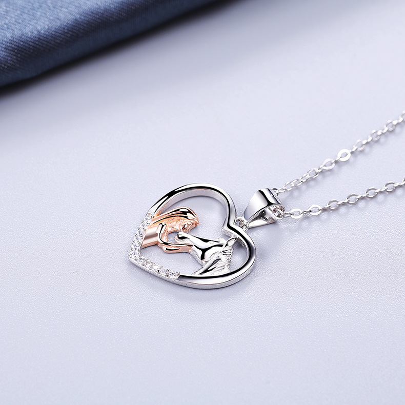 Lady Heart Shape Sterling Silver Plating Inlay Zircon White Gold Plated Pendant Necklace display picture 2