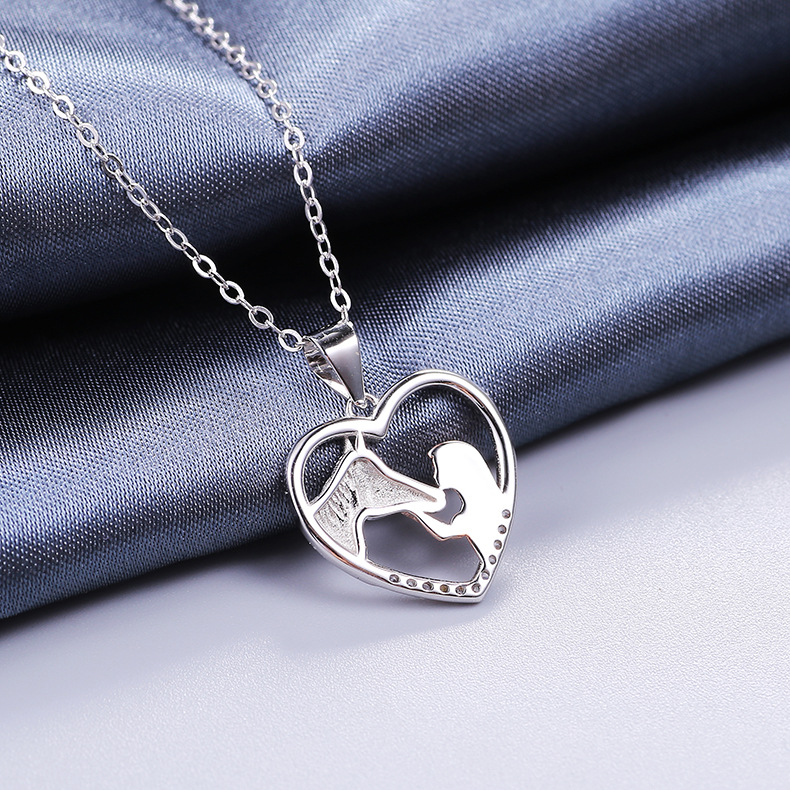 Lady Heart Shape Sterling Silver Plating Inlay Zircon White Gold Plated Pendant Necklace display picture 3