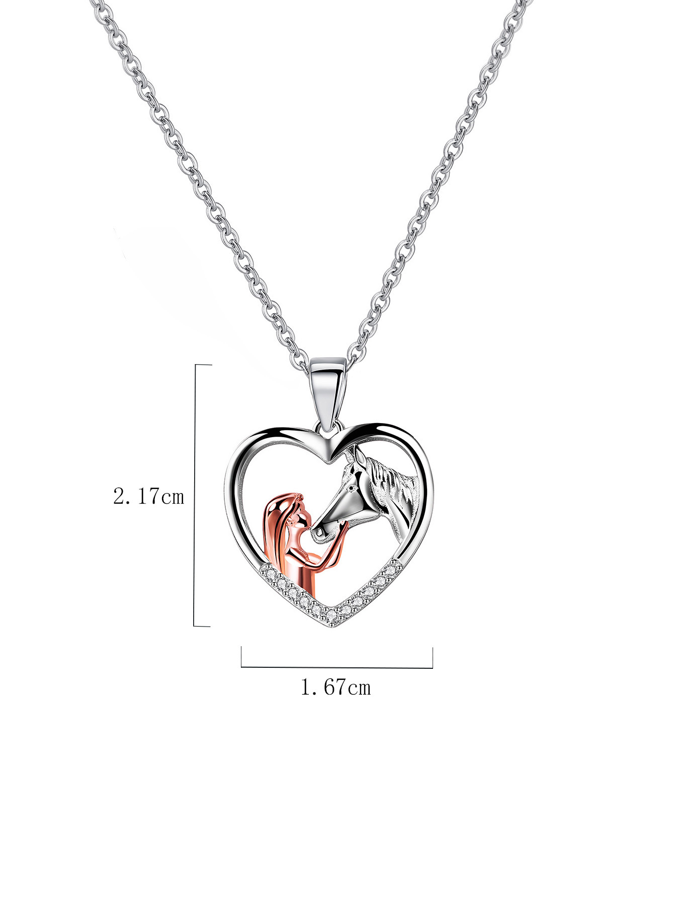 Lady Heart Shape Sterling Silver Plating Inlay Zircon White Gold Plated Pendant Necklace display picture 5