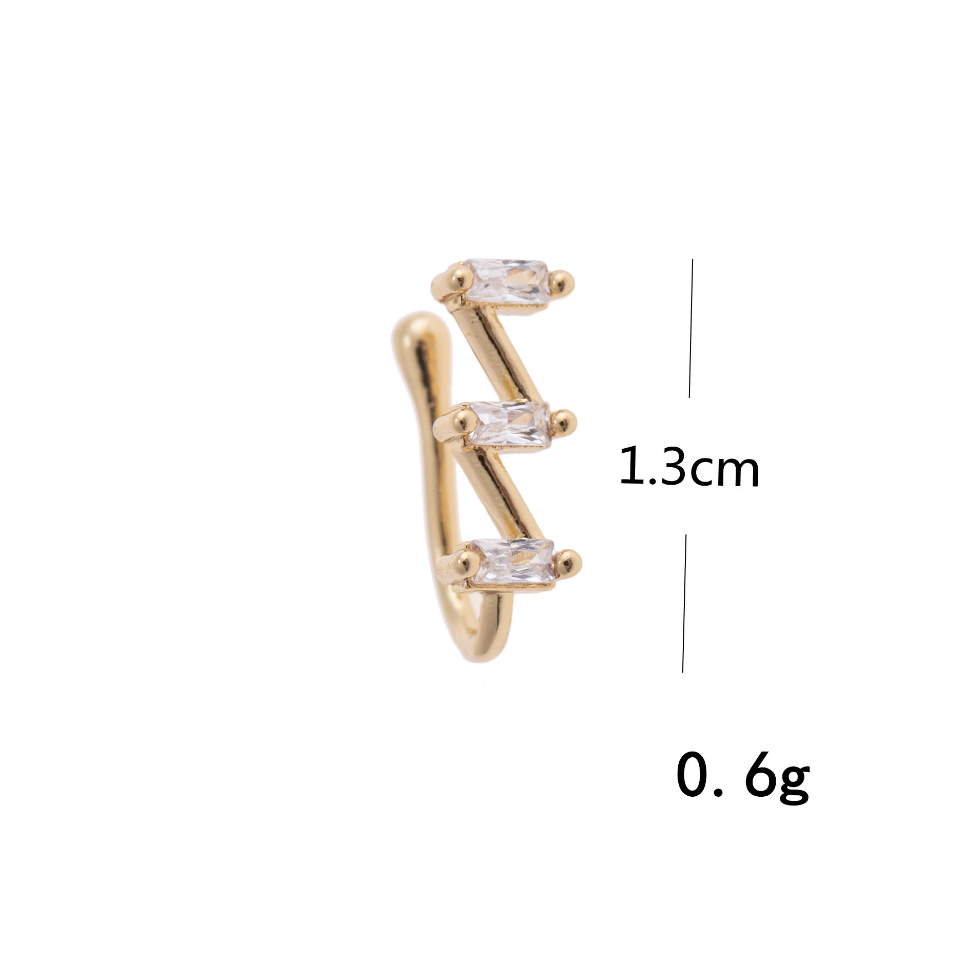 1 Piece Simple Style Geometric Plating Inlay Copper Artificial Gemstones Ear Cuffs display picture 4