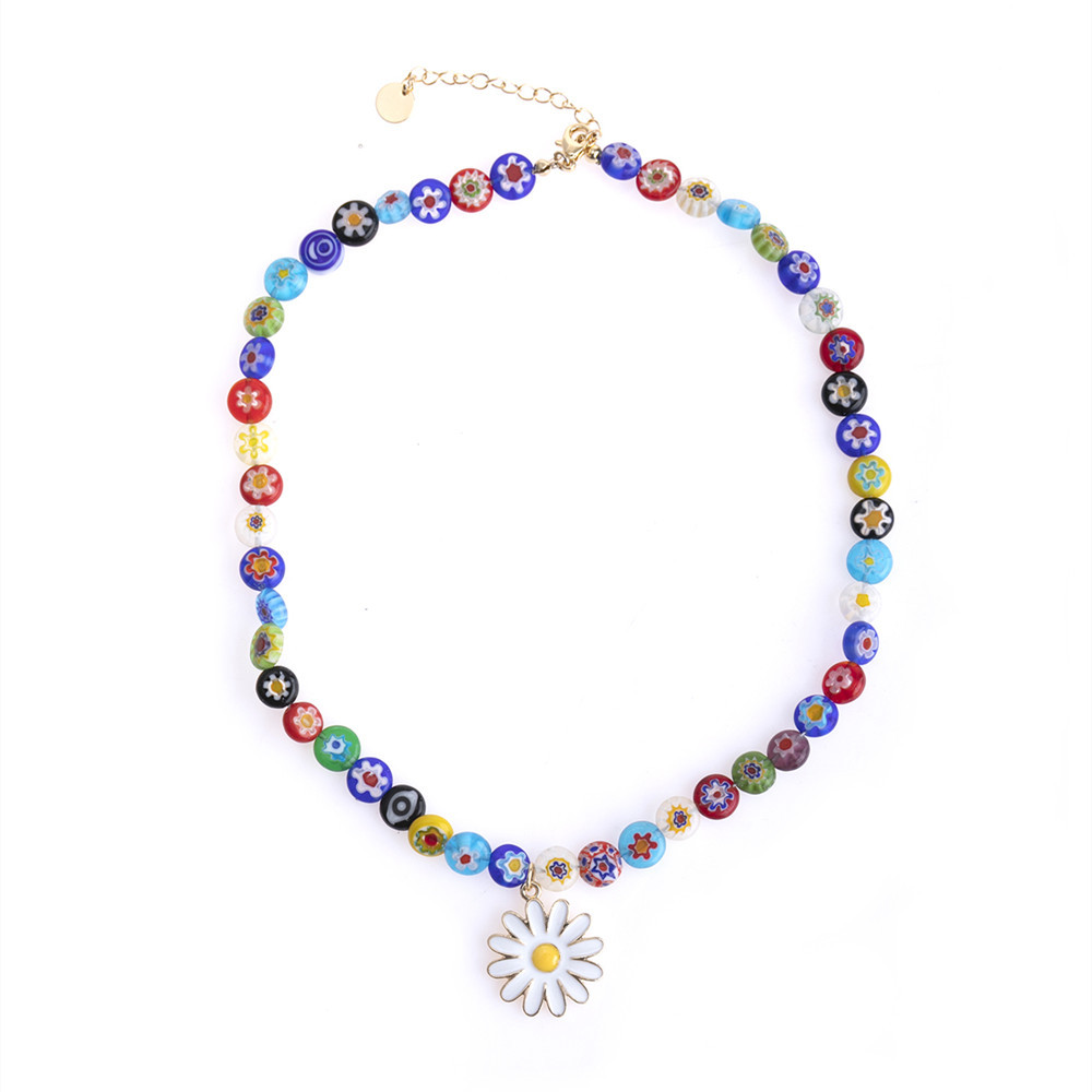 Sweet Flower Alloy Glass Women's Necklace display picture 1