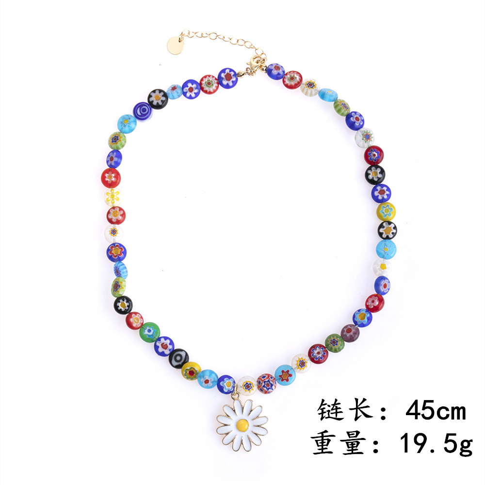 Sweet Flower Alloy Glass Women's Necklace display picture 2