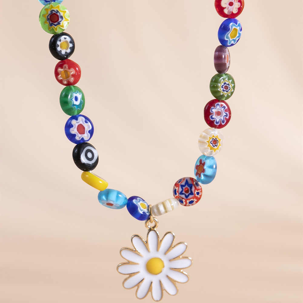 Sweet Flower Alloy Glass Women's Necklace display picture 4