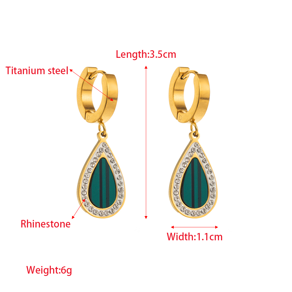 1 Pair Elegant Heart Shape Eye Inlay 316 Stainless Steel  Rhinestones 14K Gold Plated Drop Earrings display picture 1