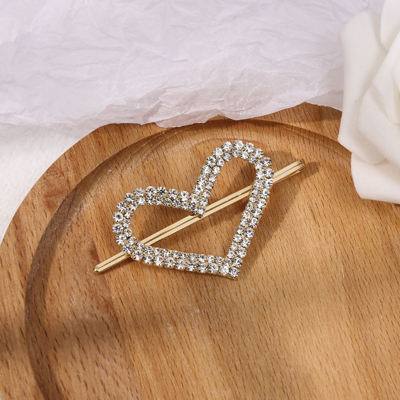 Women's Simple Style Heart Shape Alloy Plating Inlay Rhinestones Hair Clip display picture 2
