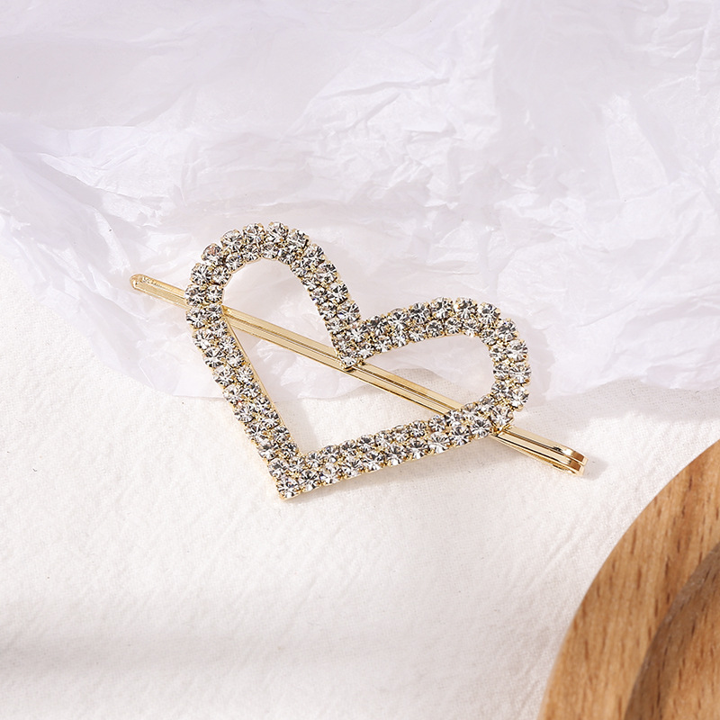 Women's Simple Style Heart Shape Alloy Plating Inlay Rhinestones Hair Clip display picture 3