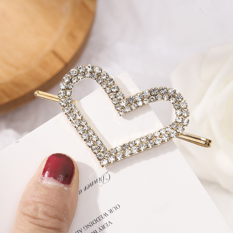 Women's Simple Style Heart Shape Alloy Plating Inlay Rhinestones Hair Clip display picture 4