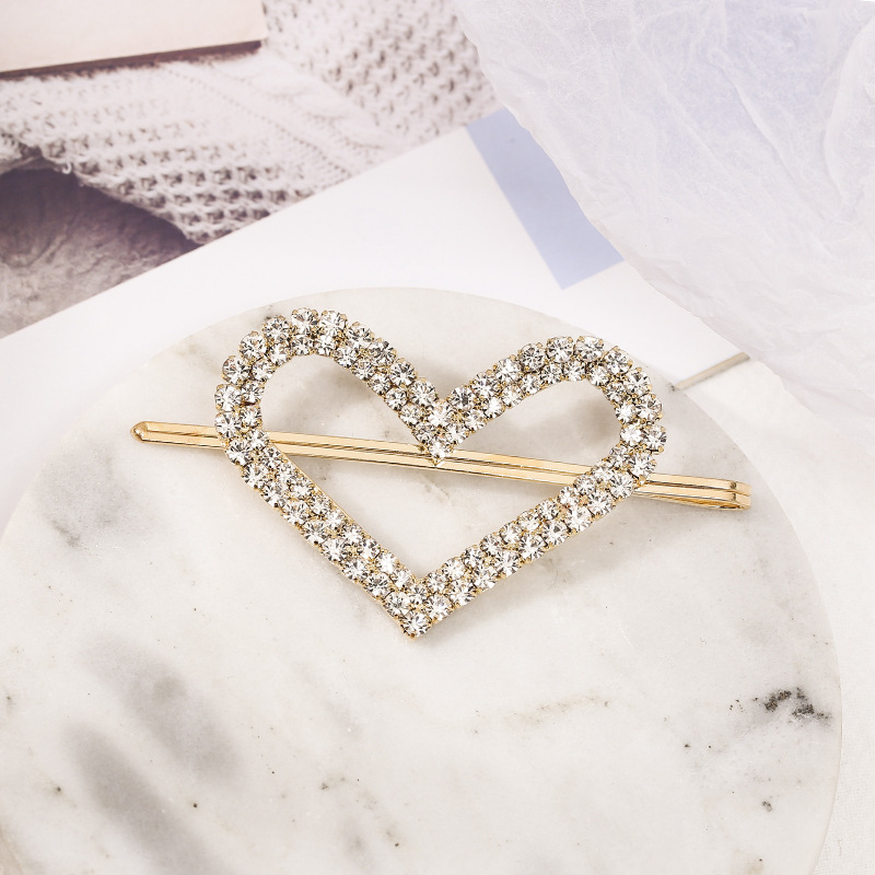 Women's Simple Style Heart Shape Alloy Plating Inlay Rhinestones Hair Clip display picture 5