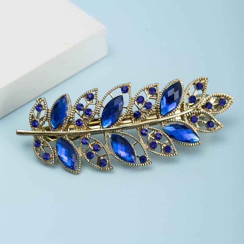 Women's Glam Shiny Leaves Alloy Plating Inlay Rhinestones Hair Clip display picture 4