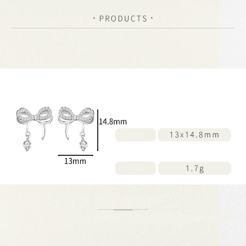 1 Pair Sweet Bow Knot Plating Inlay Sterling Silver Zircon Gold Plated Ear Studs display picture 5