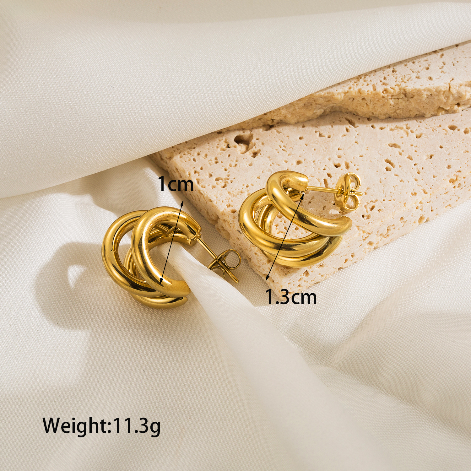 1 Pair Simple Style Classic Style C Shape Plating Stainless Steel 14k Gold Plated Ear Studs display picture 8
