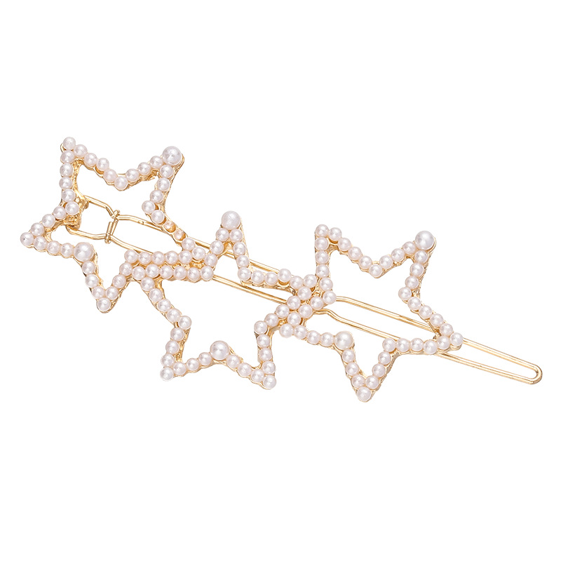Women's Simple Style Pentagram Alloy Plating Inlay Artificial Pearls Hair Clip display picture 1