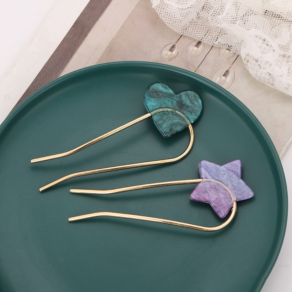 Women's Simple Style Heart Shape Metal Plating Hair Clip display picture 2