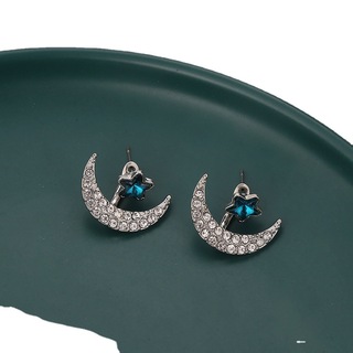 1 Pair Simple Style Star Moon Plating Inlay Alloy Rhinestones Ear Studs display picture 1