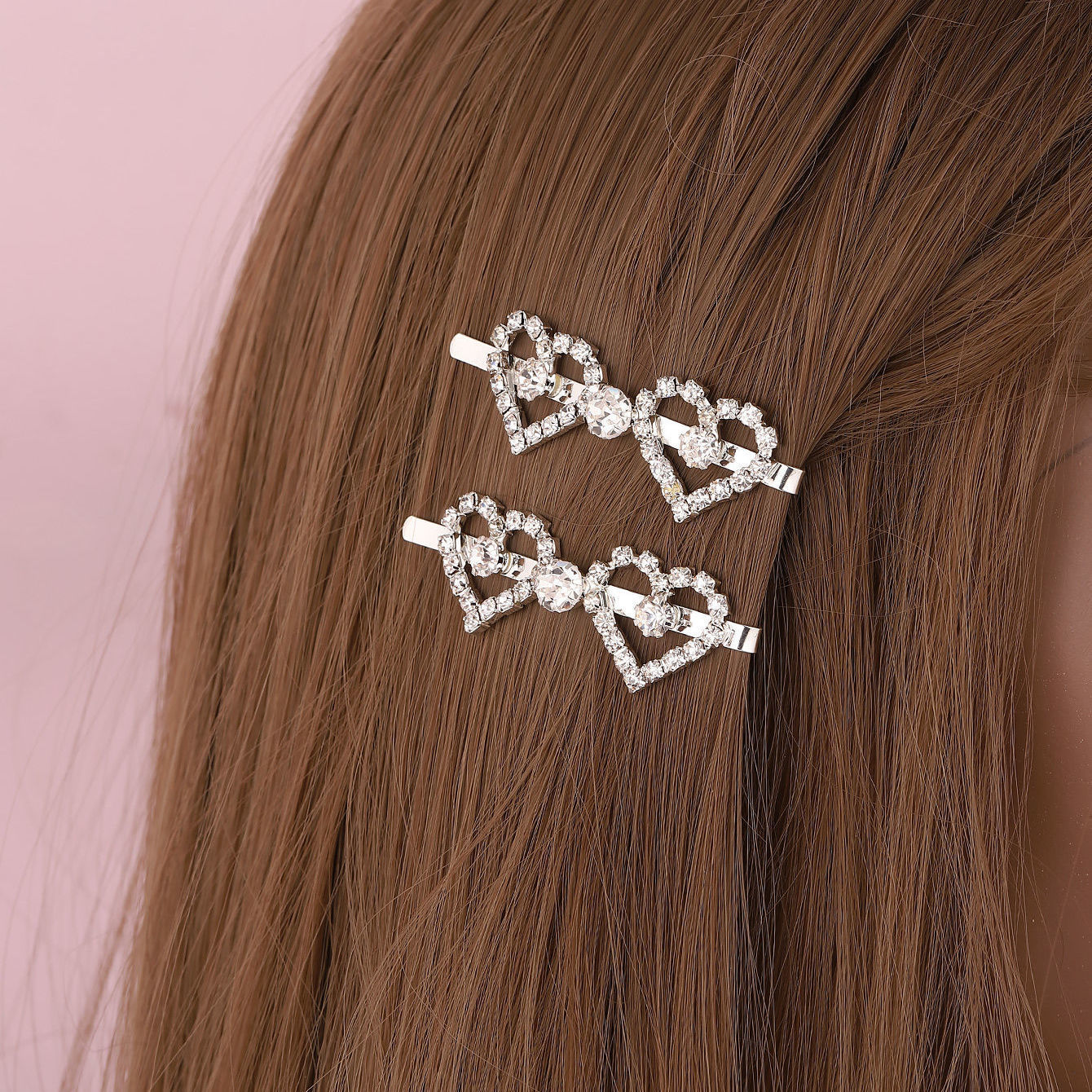 Women's Thai Silver Heart Shape Rhinestone Metal Hair Clip display picture 2