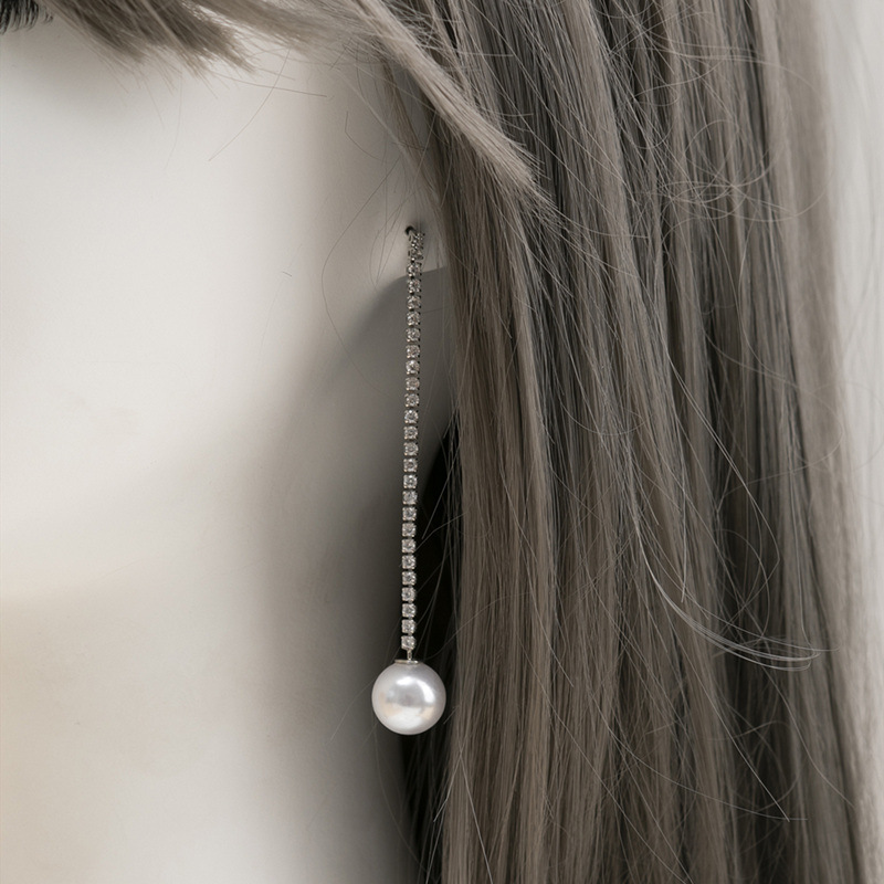 1 Pair Lady Pearl Inlay Metal Rhinestones Drop Earrings display picture 3