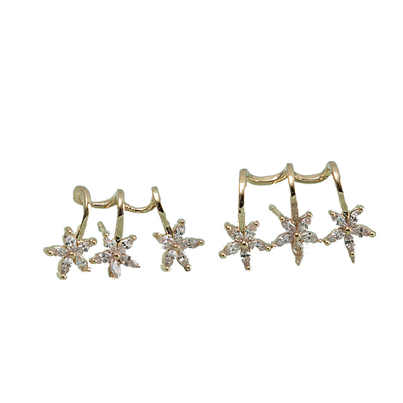 1 Piece 1 Pair Simple Style Star Plating Inlay Metal Zircon Ear Studs display picture 1
