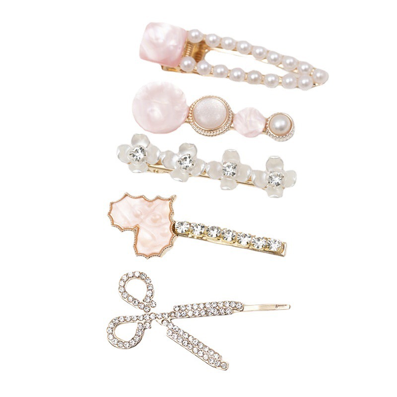 Women's Ig Style Sweet Geometric Metal Plating Inlay Artificial Pearls Rhinestones Shell Hair Clip display picture 1