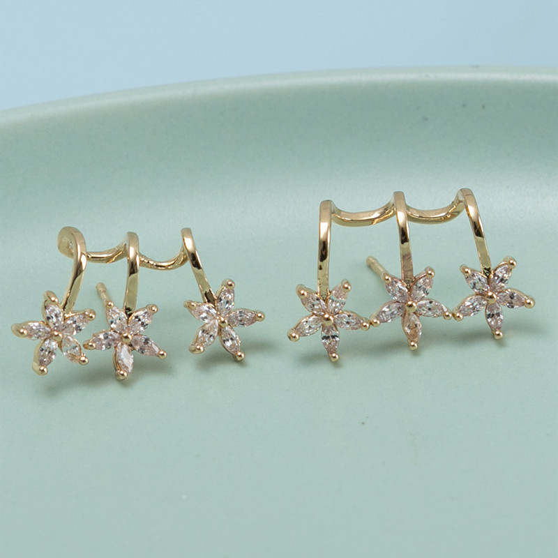 1 Piece 1 Pair Simple Style Star Plating Inlay Metal Zircon Ear Studs display picture 3