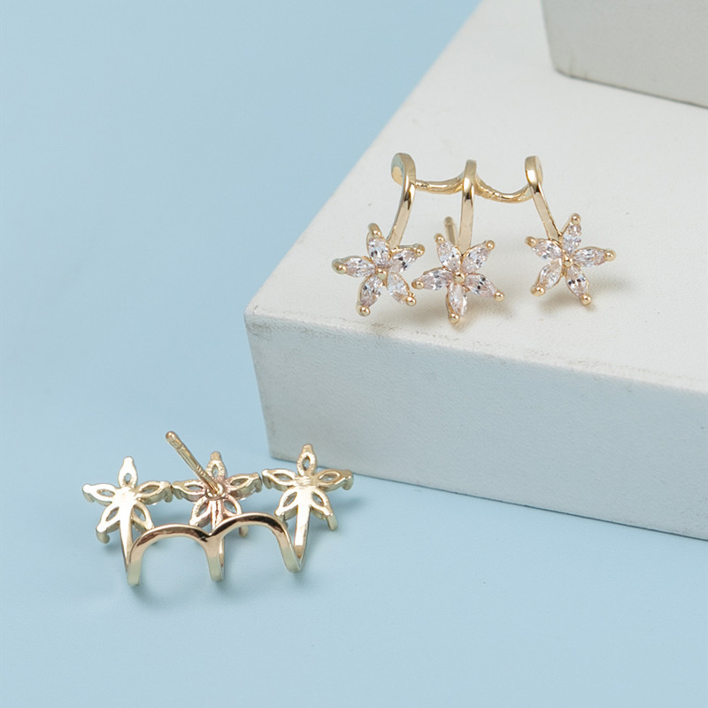 1 Piece 1 Pair Simple Style Star Plating Inlay Metal Zircon Ear Studs display picture 5