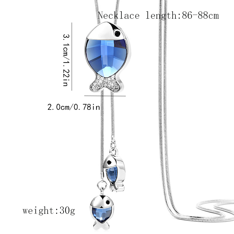 Streetwear Fish Alloy Copper Inlay Rhinestones Women's Sweater Chain Long Necklace display picture 1