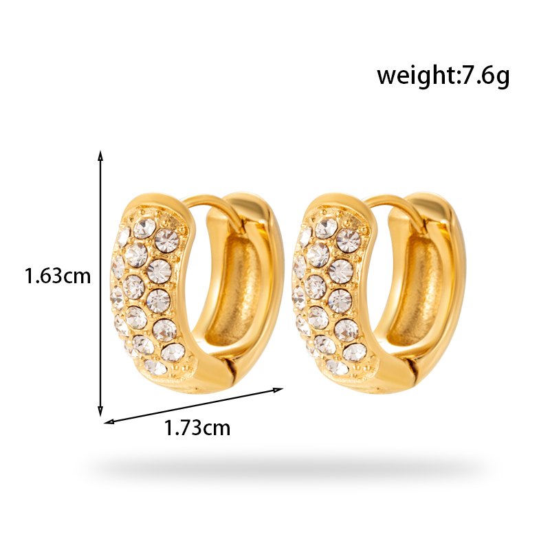 1 Pair French Style Simple Style Korean Style Geometric Stainless Steel Zircon 18k Gold Plated Hoop Earrings Drop Earrings display picture 2