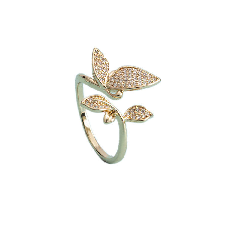 Simple Style Butterfly Metal Plating Inlay Zircon Women's Open Rings display picture 1