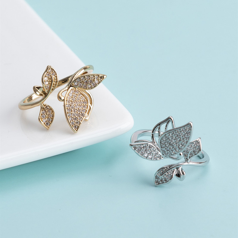 Simple Style Butterfly Metal Plating Inlay Zircon Women's Open Rings display picture 4