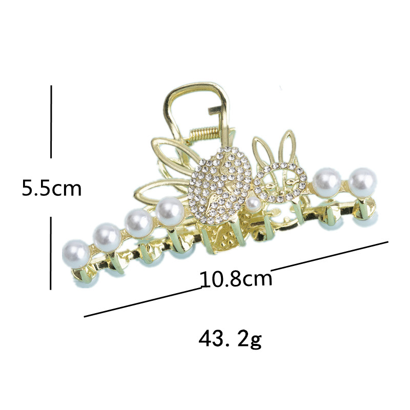 Women's Glam Solid Color Metal Plating Inlay Artificial Pearls Artificial Diamond Hair Claws display picture 2
