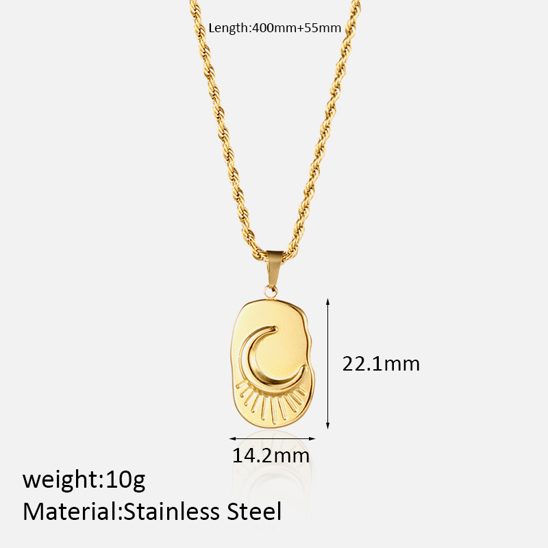 304 Stainless Steel Simple Style Shiny Polishing Enamel Plating Moon Pendant Necklace display picture 1