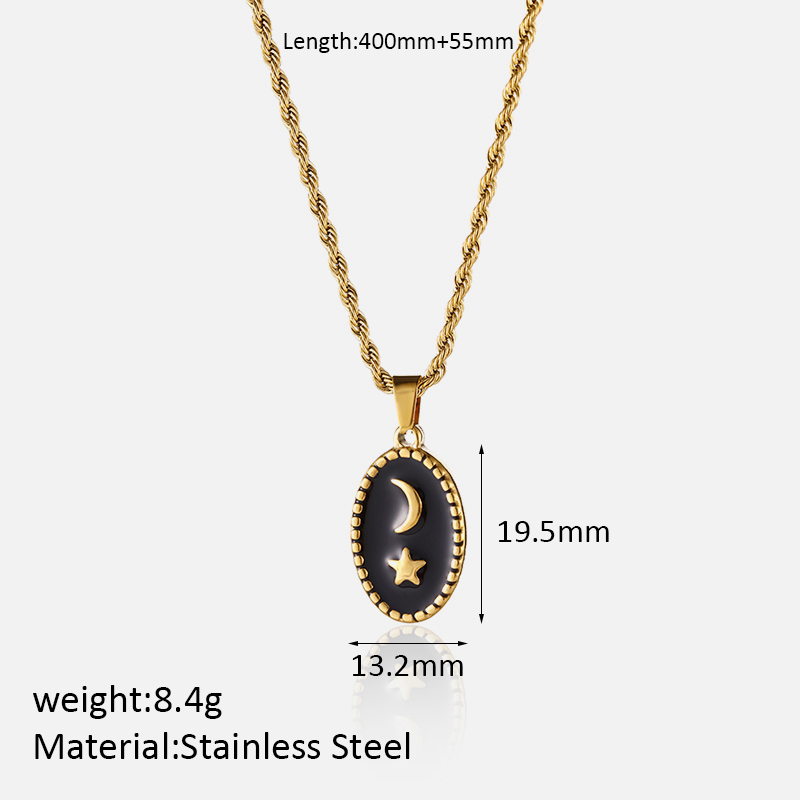 304 Stainless Steel Simple Style Shiny Polishing Enamel Plating Moon Pendant Necklace display picture 2