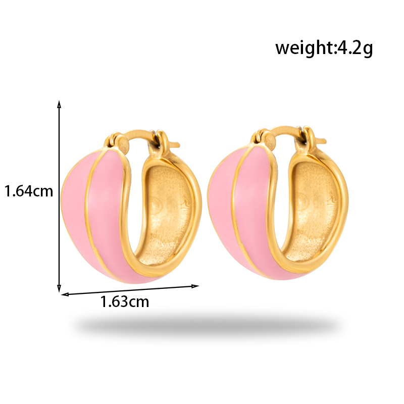 1 Pair Sweet Simple Style Korean Style Heart Shape Stainless Steel 18k Gold Plated Hoop Earrings Ear Studs display picture 3