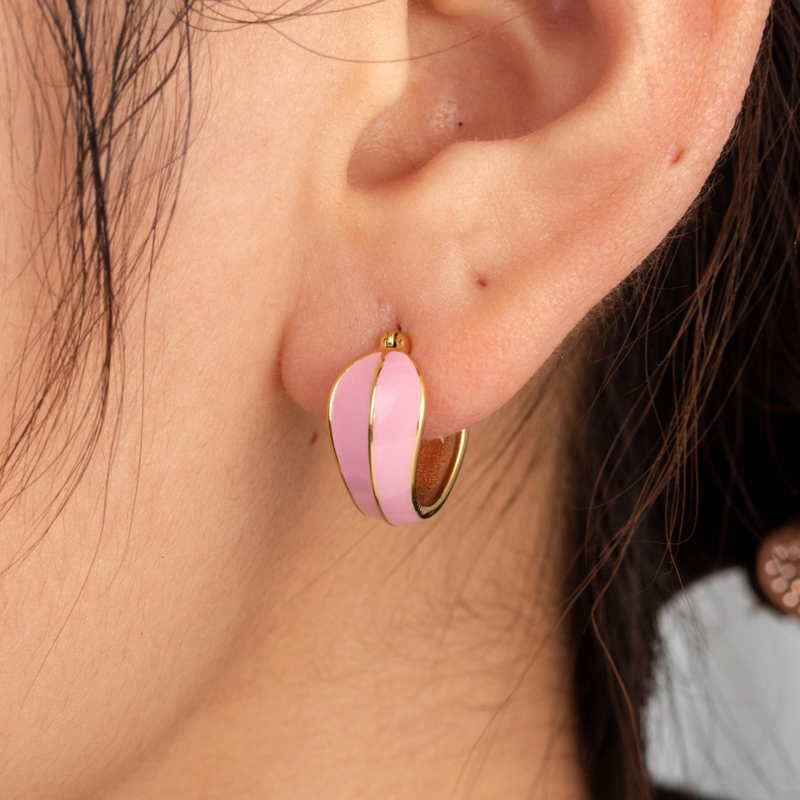1 Pair Sweet Simple Style Korean Style Heart Shape Stainless Steel 18k Gold Plated Hoop Earrings Ear Studs display picture 6
