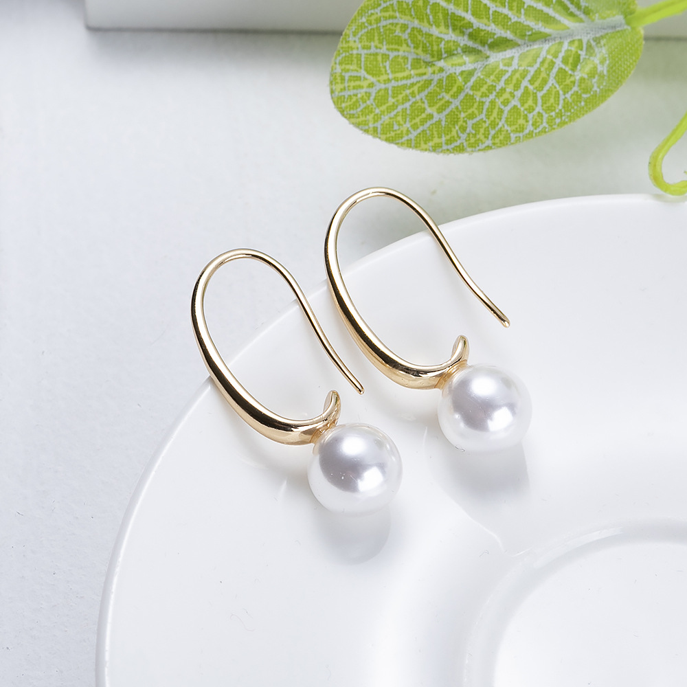 1 Pair Lady Simple Style Pearl Plating Alloy Ear Hook display picture 3