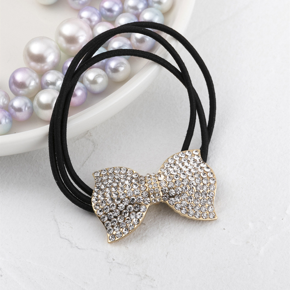 Women's Sweet Bow Knot Rhinestone Plating Inlay Artificial Pearls Hair Tie display picture 2