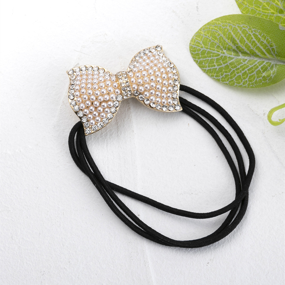 Women's Sweet Bow Knot Rhinestone Plating Inlay Artificial Pearls Hair Tie display picture 5