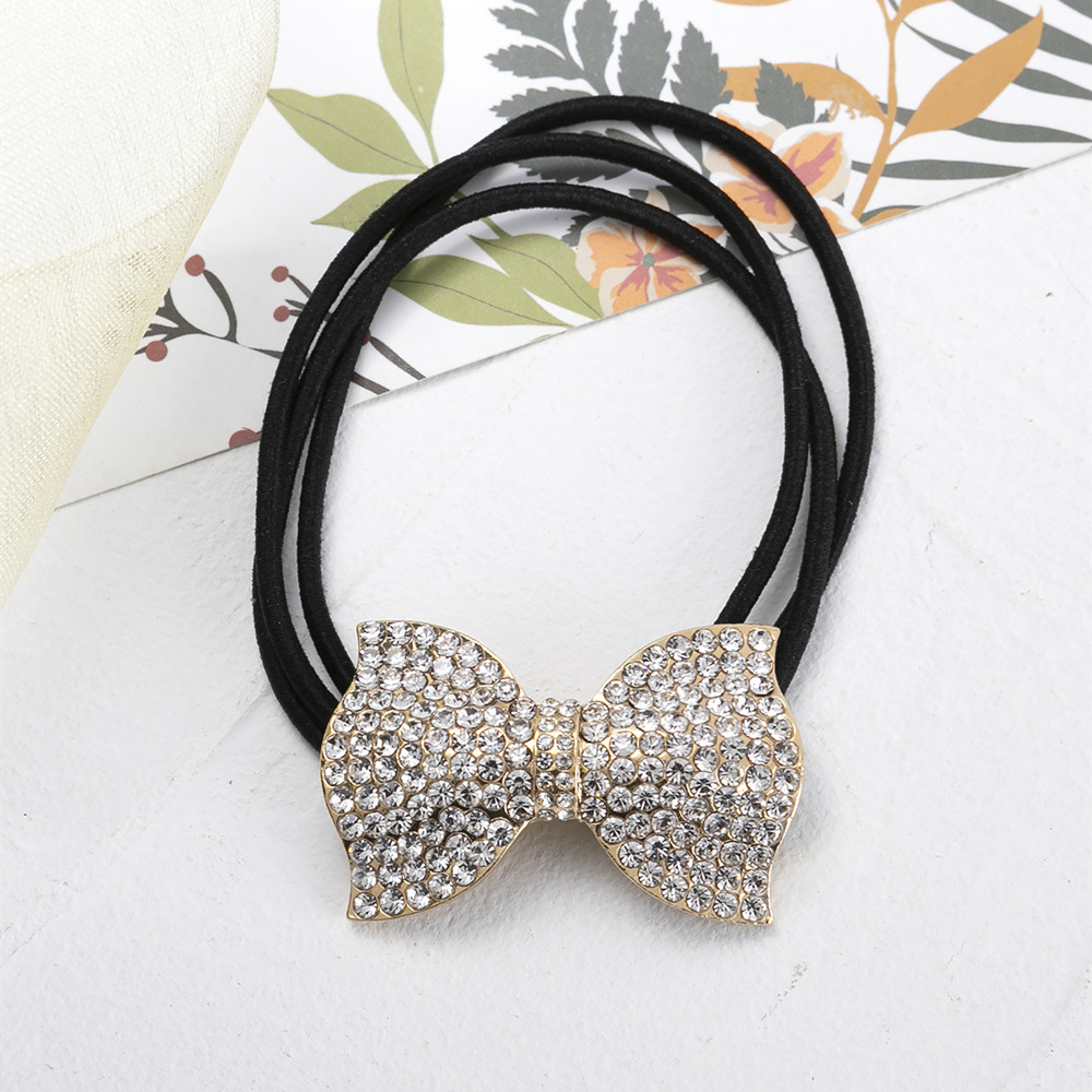 Women's Sweet Bow Knot Rhinestone Plating Inlay Artificial Pearls Hair Tie display picture 6