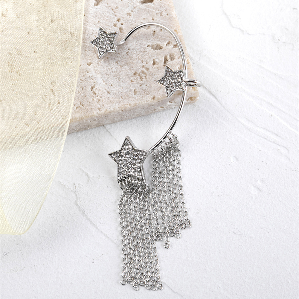 1 Piece Simple Style Tassel Inlay Alloy Rhinestones Drop Earrings display picture 2