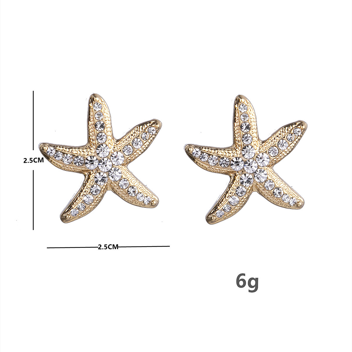 1 Pair Beach Starfish Inlay Alloy Zircon Ear Studs display picture 1