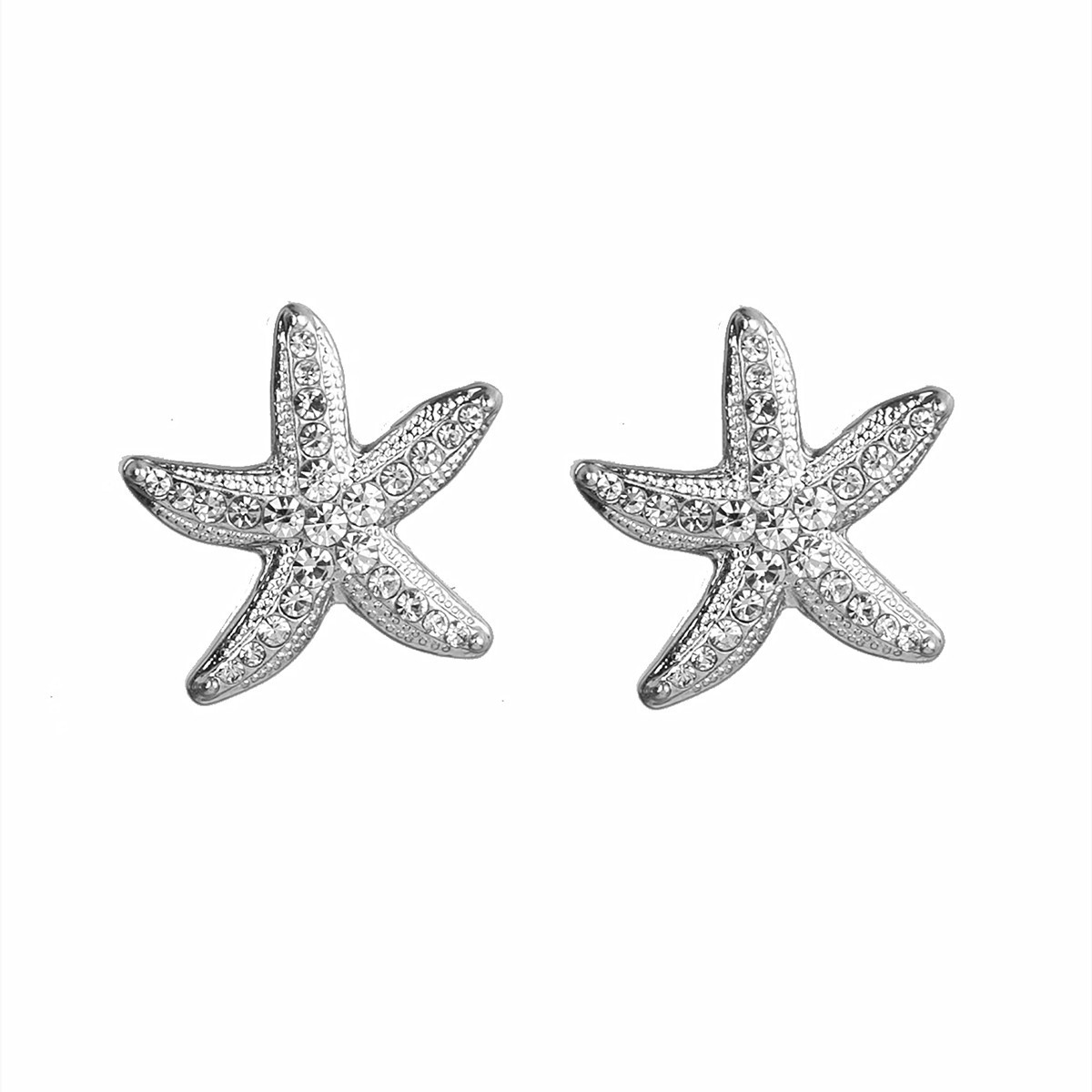 1 Pair Beach Starfish Inlay Alloy Zircon Ear Studs display picture 6