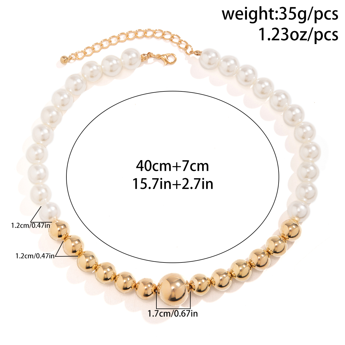 Retro Streetwear Irregular Round Color Block Ccb Imitation Pearl Beaded Three-dimensional Chain Women's Necklace display picture 1