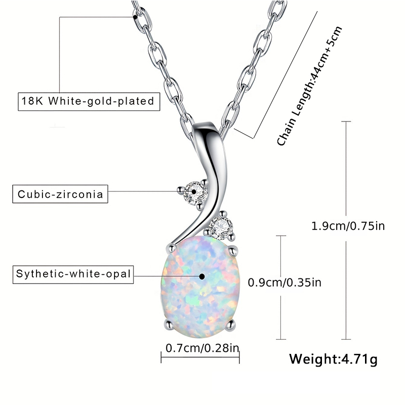 Copper White Gold Plated Classic Style Irregular Oval Inlay Opal Pendant Necklace display picture 6