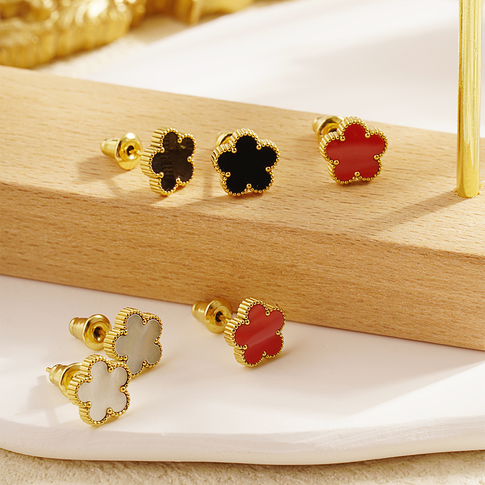 1 Pair Simple Style Flower Plating 304 Stainless Steel 18K Gold Plated Ear Studs display picture 3