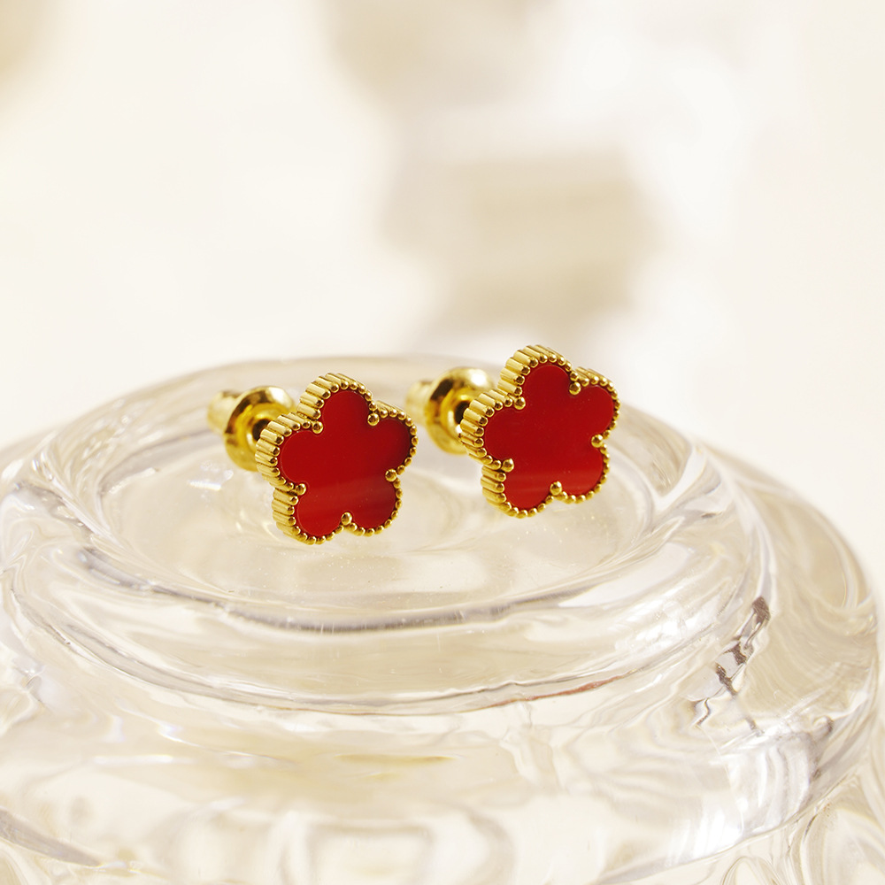1 Pair Simple Style Flower Plating 304 Stainless Steel 18K Gold Plated Ear Studs display picture 5