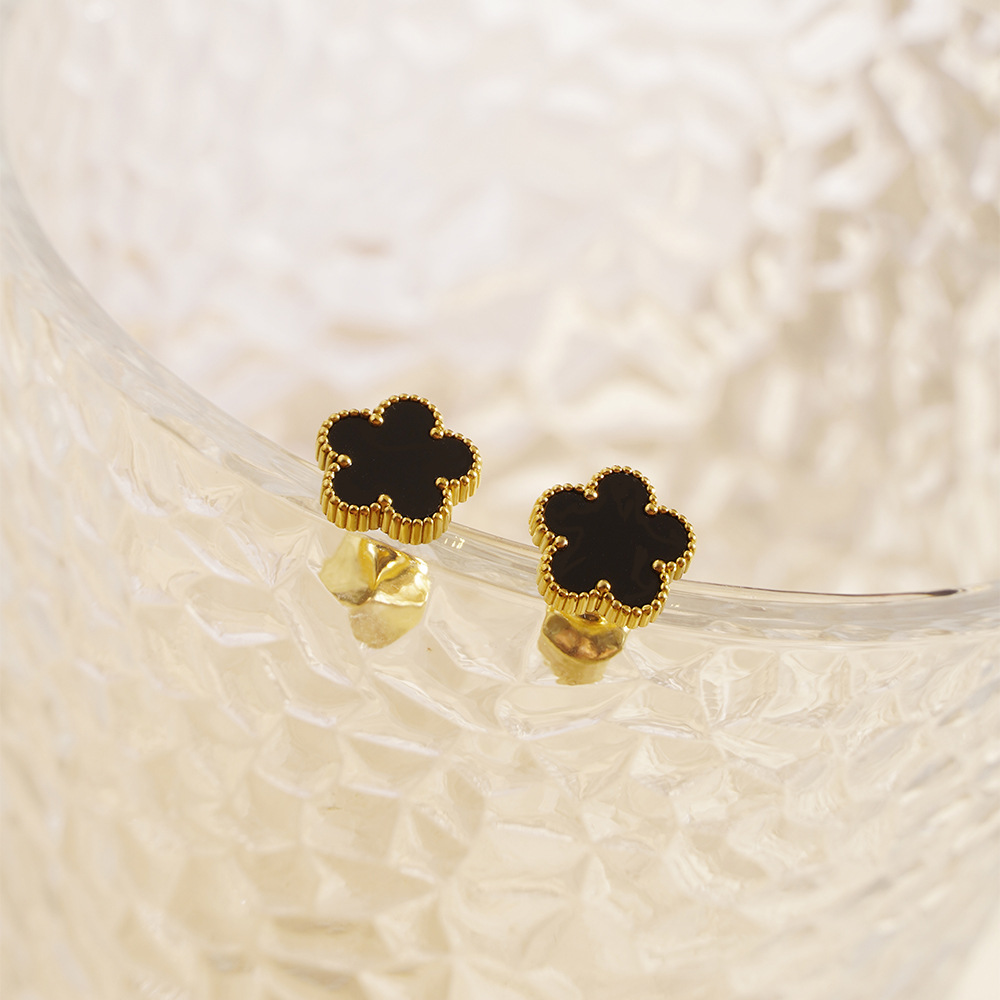 1 Paire Style Simple Fleur Placage Acier Inoxydable 304 Plaqué Or 18K Boucles D'Oreilles display picture 6