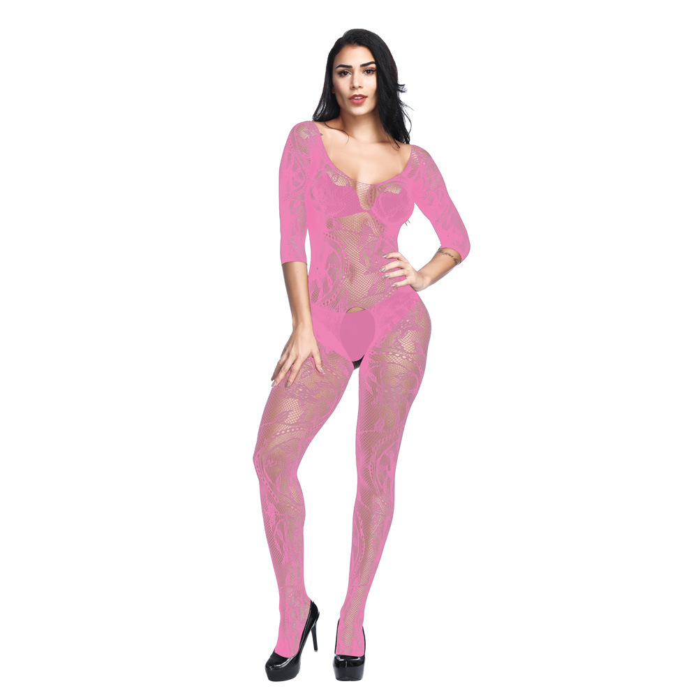 Women's Sexy Solid Color Hollow Out Jumpsuit High Waist See-through Sexy Lingerie display picture 5